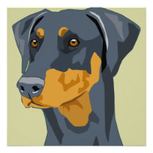 Doberman Head, Blue, Uncropped Personalized Invitation