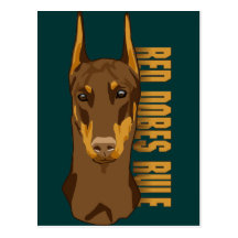 Doberman Head, Red Dobes Rule Post Cards