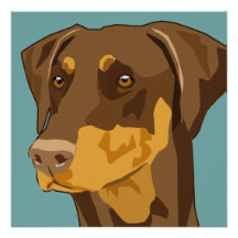 Doberman Head, Red, Uncropped Invitation