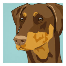 Doberman Head, Red, Uncropped Personalized Invitation