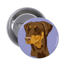 Doberman Head, Red, Uncropped Pin