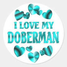 DOBERMAN Love Round Stickers