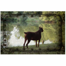Doberman Overlooking a Lake Photo Cut Outs