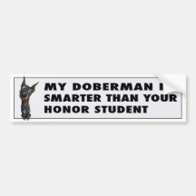 Doberman Pinscher (Black and Tan) Honour Bumper Sticker