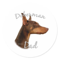 Doberman Pinscher (red) Dad 2 Stickers