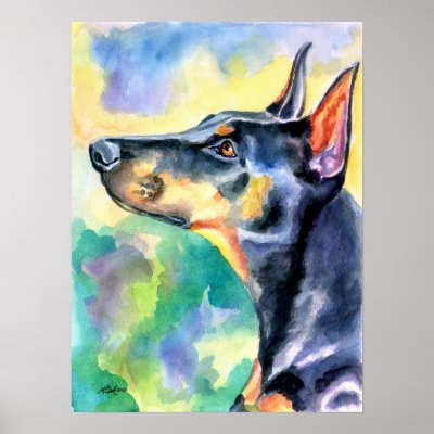 Doberman Pinscher Wall Print by Dogartist