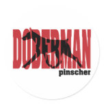 Doberman Silhouette, moving Round Sticker