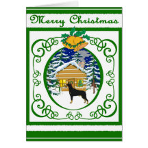 Doberman Vintage Christmas Greeting Card