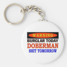 DOBERMAN WARNING KEYCHAIN