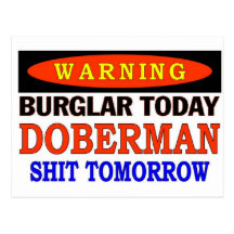 DOBERMAN WARNING POSTCARD