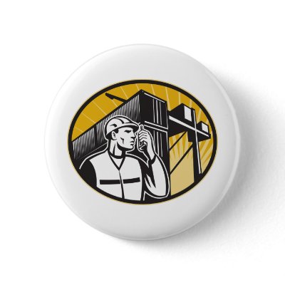 Dock Worker Talking Phone Container Crane Pin by patrimonio