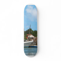 Docked Boats Antigua Skateboard
