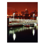 Docks Boats Night Skyline Post Cards