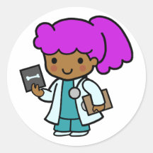 Docteur Girl Autocollant Rond