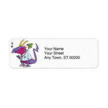 doctor dragon funny cartoon character return address label
