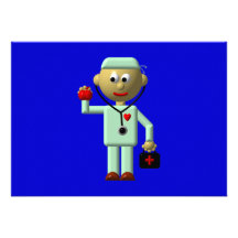Doctor with Apple and Medical Bag Invite