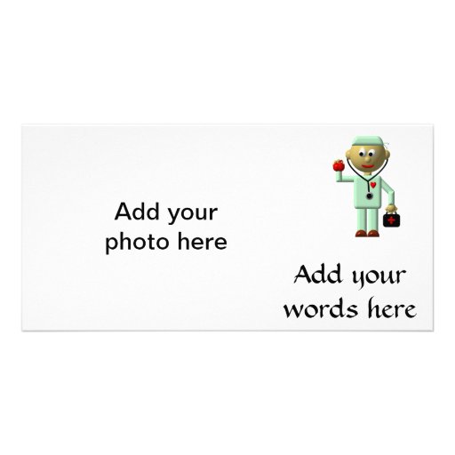 Doctor with Apple and Medical Bag Personalized Photo Card