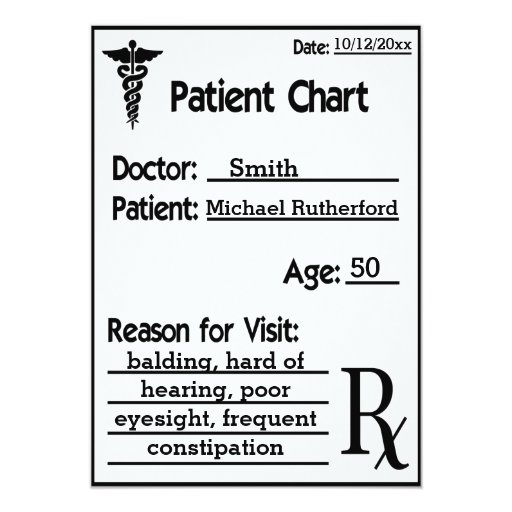 Doctors Chart For Patient Funny 5x7 Paper Invitation Card Zazzle