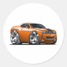 Dodge Challenger Orange Car Round Stickers
