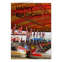 Dodgem Car Funfair Ride  HAPPY BIRTHDAY Card
