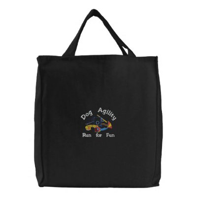 Dog Agility Run for Fun Dark Embroidered Bag by MenagerieMayhem