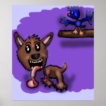 Dog and Bird Poster