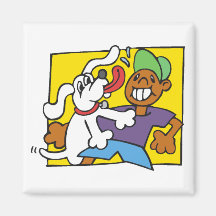 Dog and Boy playing togeather. Fridge Magnets