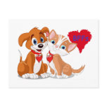 Dog and Cat BFFs Valentines postcards