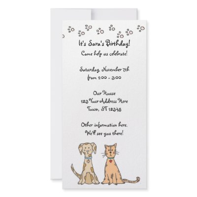 Dog and Cat Birthday Invitation Customized Photo Card by tiffjamaica