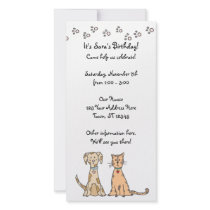 Dog and Cat Birthday Invitation Customized Photo Card