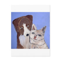 dog and cat by eric ginsburg postcard