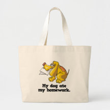 dog ate my homework canvas bags