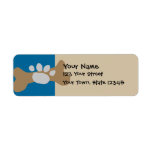 Dog Bone & Paw Print Return Address Label