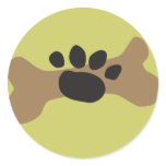 Dog Bone & Paw Print Round Stickers