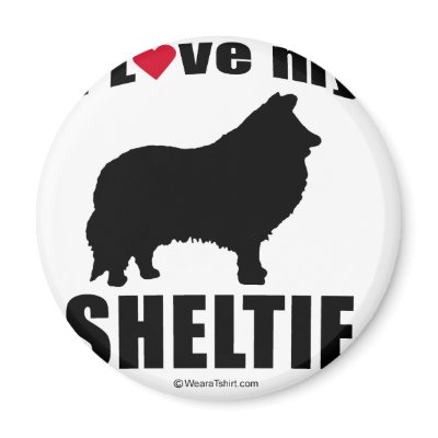 "DOG BREED" - SHELTIE - "I LOVE MY SHELTIE" FRIDGE MAGNET by humortees