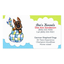 Dog Breeder German Shepherd Puppy Blue Lime Business Card