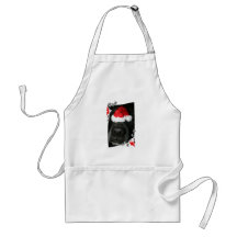 Dog Christmas hat on nose, black lab mix canine Apron