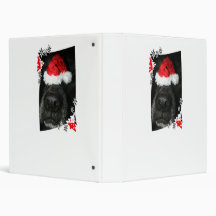 Dog Christmas hat on nose, black lab mix canine Binders