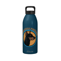 Dog doberman pinscher reusable water bottles