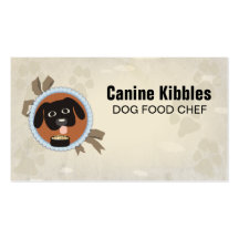 Dog emblem paw print pet food chef business card
