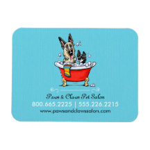 Dog Groomer Pet Salon Fancy Tub Blue Business Vinyl Magnet