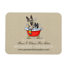 Dog Groomer Pet Salon Fancy Tub Organic Business Rectangular Magnets