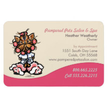 Dog Groomer Pet Spa Business Pink Yorkie Rectangular Magnet