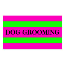 Dog Grooming Neon Green and Hot Pink Business Cards