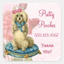 Dog Grooming Vintage Floral Label Sticker