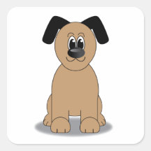Dog illustration square stickers