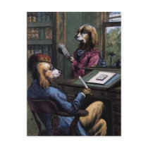 Dog In His Study Post Cards