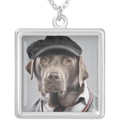 Dog in sweater and cap pendant by corbisimages