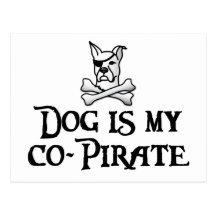 Dog is my co-pirate postcard