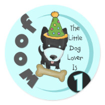 Dog Lover 1st Birthday T-shirts and Gifts Round Sticker
